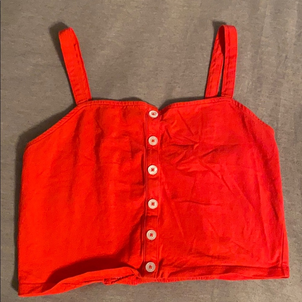 red button up tank top